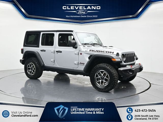 2024 Jeep Wrangler Rubicon in Silver Zynith Clearcoat — front three-quarter view