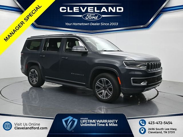 2022 Jeep Wagoneer Series III in River Rock — front three-quarter view