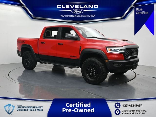 2025 RAM 1500 RHO in Flame Red Clearcoat — front three-quarter view