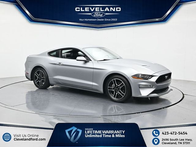 2020 Ford Mustang EcoBoost Premium in Silver Metallic — front three-quarter view