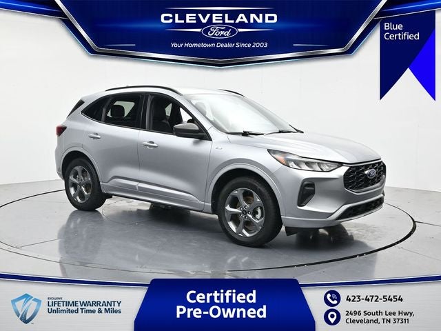 2024 Ford Escape ST-Line in Silver Metallic — front three-quarter view