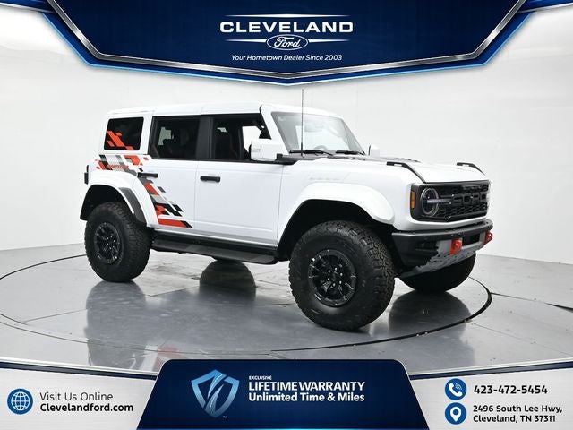 2026 Ford Bronco Raptor in Oxford White — front three-quarter view