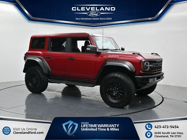 2025 Ford Bronco Raptor in Ruby Red Metallic — front three-quarter view