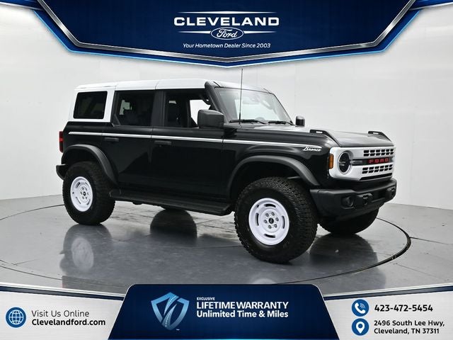 2026 Ford Bronco Heritage Edition in Shadow Black — front three-quarter view