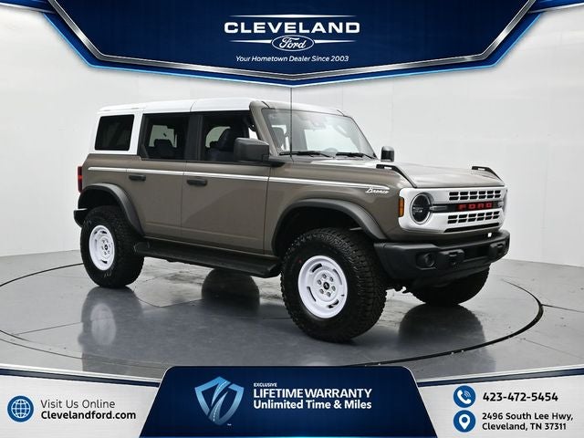 2026 Ford Bronco Heritage Edition in Marsh Gray — front three-quarter view