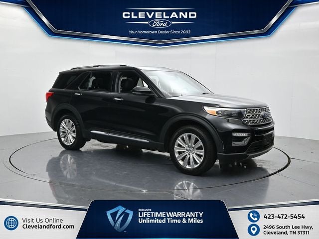 2023 Ford Explorer Limited in Black Metallic — front three-quarter view