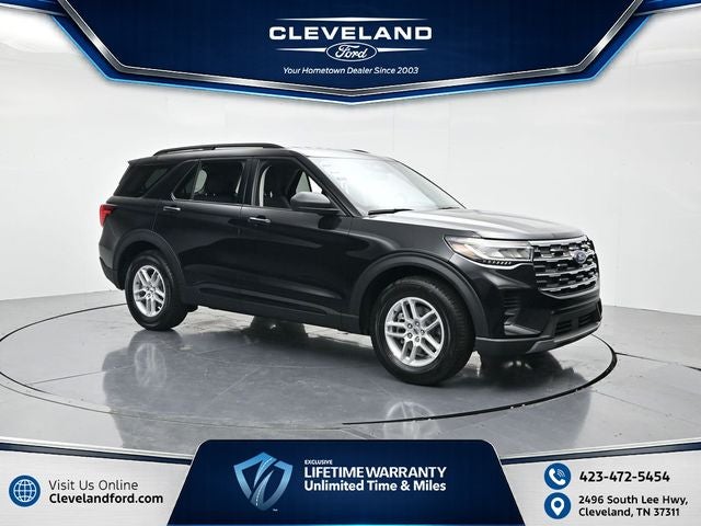 2026 Ford Explorer Active in Agate Black Metallic — front three-quarter view