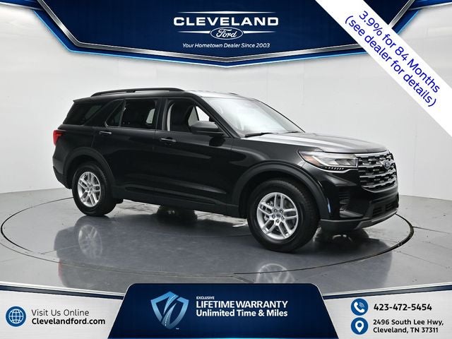 2026 Ford Explorer Active in Agate Black Metallic — front three-quarter view