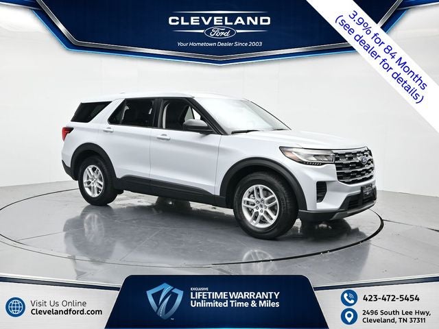 2026 Ford Explorer Active in Space White Metallic — front three-quarter view