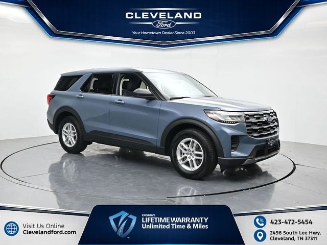 2026 Ford Explorer Active in Vapor Blue Metallic — front three-quarter view