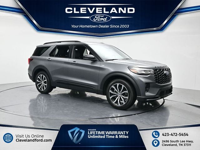 2026 Ford Explorer ST-Line in Gray Metallic — front three-quarter view