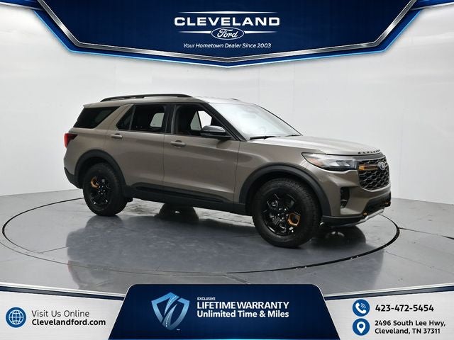2026 Ford Explorer Tremor in Marsh Gray — front three-quarter view