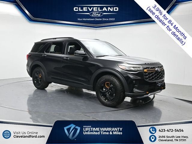 2026 Ford Explorer Tremor in Agate Black Metallic — front three-quarter view