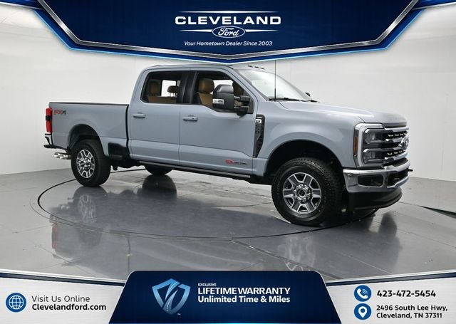 2026 Ford F-250SD Lariat in Glacier Gray Metallic Tri-Coat — front three-quarter view
