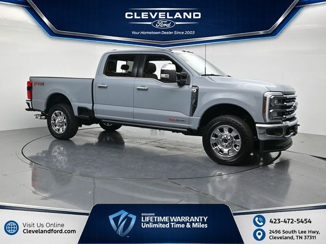 2026 Ford F-250SD King Ranch in Glacier Gray Metallic Tri-Coat — front three-quarter view