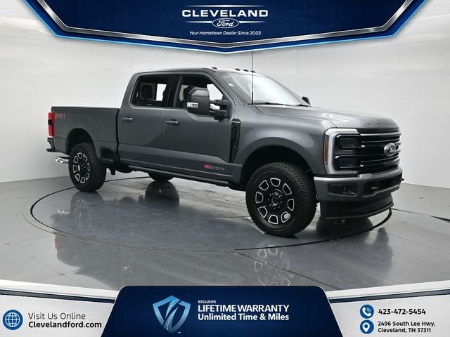 2026 Ford F-350SD Platinum in Gray Metallic — front three-quarter view