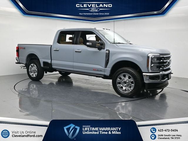 2026 Ford F-350SD Lariat in Glacier Gray Metallic Tricoat — front three-quarter view