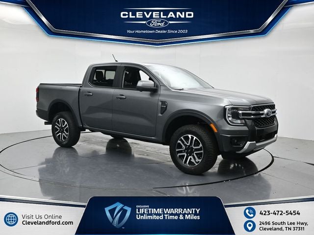 2026 Ford Ranger Lariat in Gray Metallic — front three-quarter view