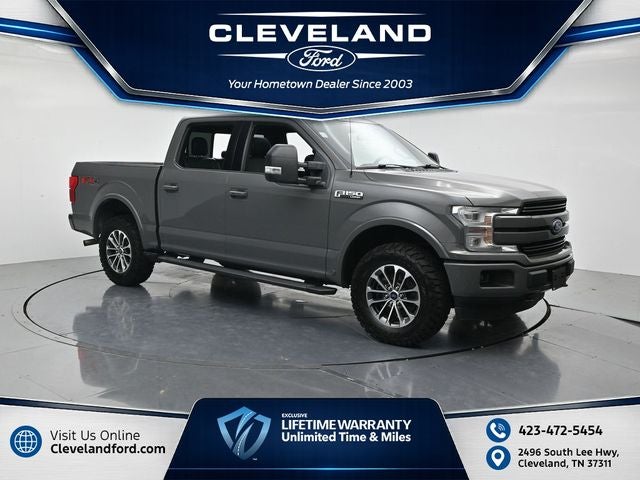 2018 Ford F-150 Lariat in Lead Foot — front three-quarter view