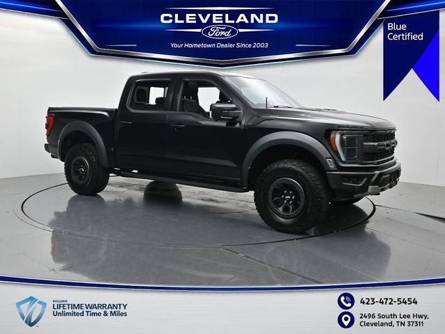 2022 Ford F-150 Raptor in Black Metallic — front three-quarter view