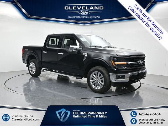 2026 Ford F-150 XLT in Agate Black Metallic — front three-quarter view