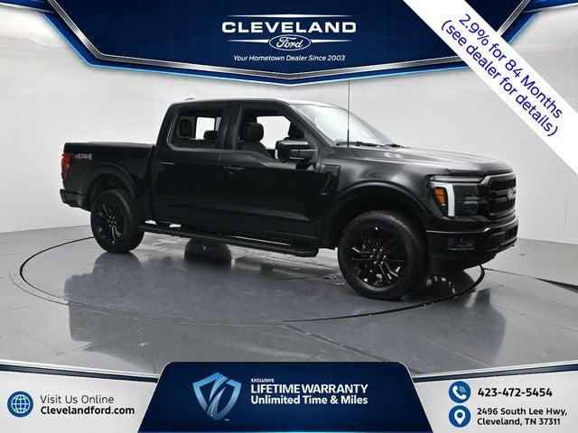 2026 Ford F-150 Lariat in Black Metallic — front three-quarter view