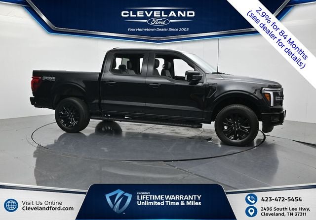 2026 Ford F-150 Lariat in Black Metallic — front three-quarter view