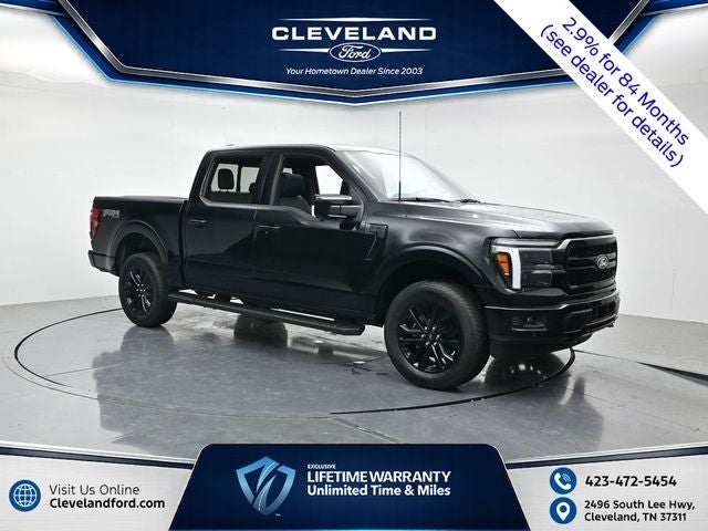 2026 Ford F-150 Lariat in Black Metallic — front three-quarter view