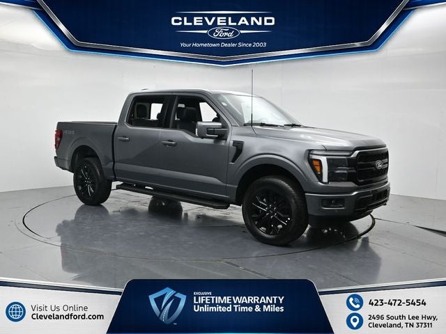 2026 Ford F-150 Lariat in Gray Metallic — front three-quarter view