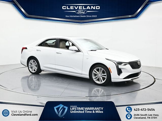 2023 Cadillac CT4 Luxury in Summit White — front three-quarter view