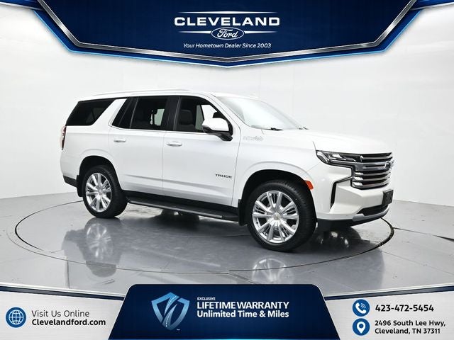 2023 Chevrolet Tahoe High Country in Iridescent Pearl Tricoat — front three-quarter view