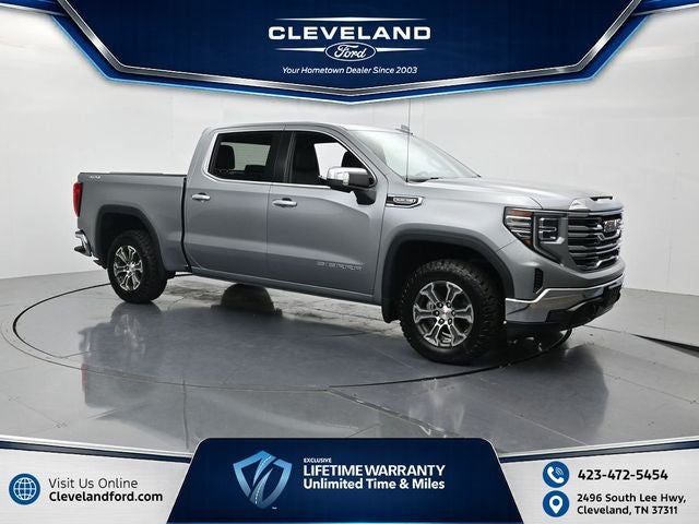 2024 GMC Sierra 1500 SLT in Sterling Metallic — front three-quarter view