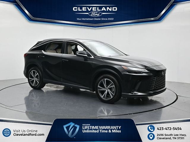 2023 Lexus RX 350 Premium Plus in Caviar — front three-quarter view