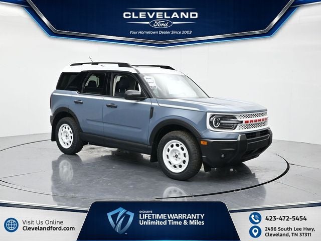 2026 Ford Bronco Sport Heritage in Azure Gray Metallic — front three-quarter view