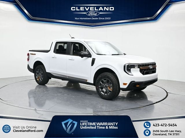 2026 Ford Maverick Tremor in Oxford White — front three-quarter view