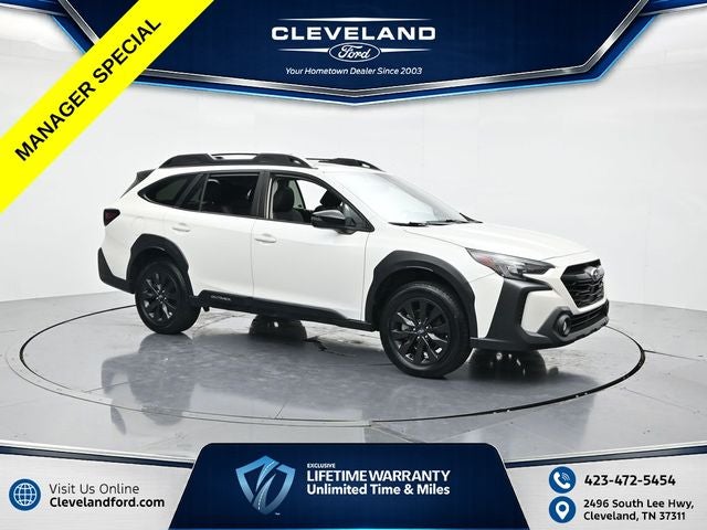 2023 Subaru Outback Onyx Edition in Crystal White Pearl — front three-quarter view