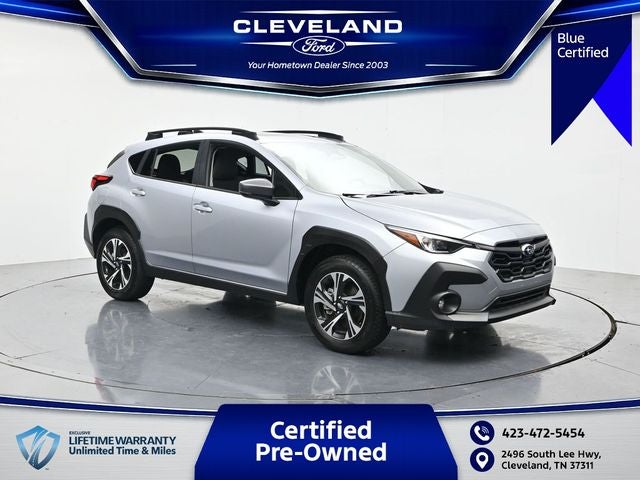 2025 Subaru Crosstrek Premium in Ice Silver Metallic — front three-quarter view