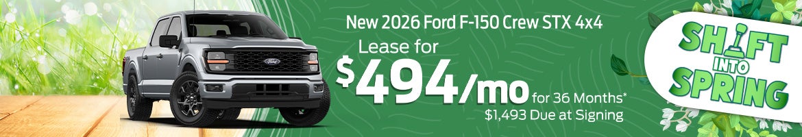 Lease a 2026 Ford F-150 Crew STX 4x4 for $494/mo – Cleveland, TN